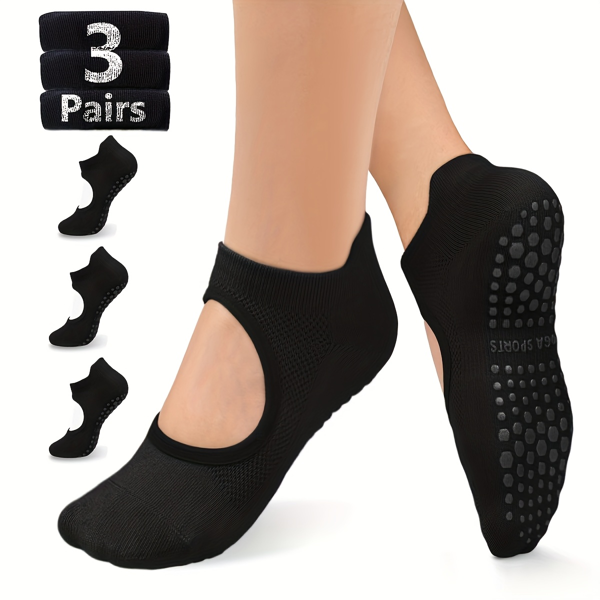 Medias Para Pilates Y Yoga - Non Slip Grip Women Socks for