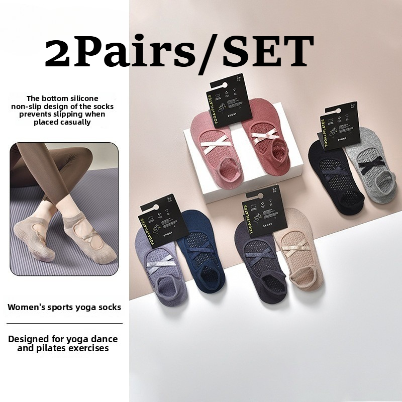 Medias Para Pilates Y Yoga - 2 Pairs Breathable Cotton Sweat-absorbent Yoga