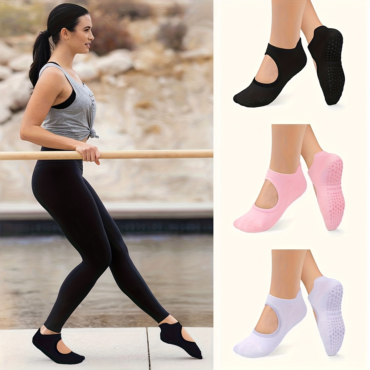 Non Slip Grip Women Socks for  - Medias Para Pilates Y Yoga 评论和价格