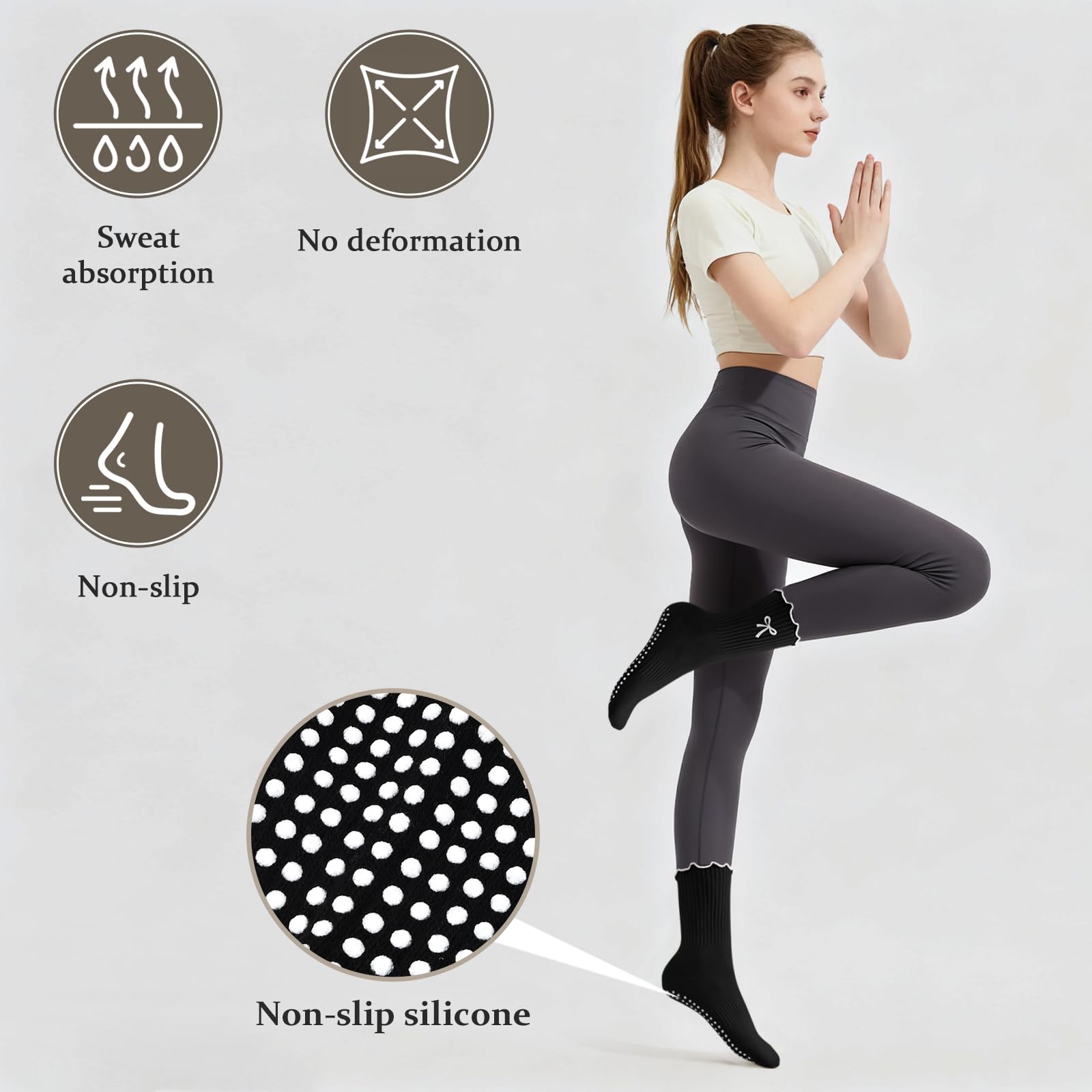 1 Pair of Anti-Slip Grip Pilat - Medias Para Pilates Y Yoga 评论和价格