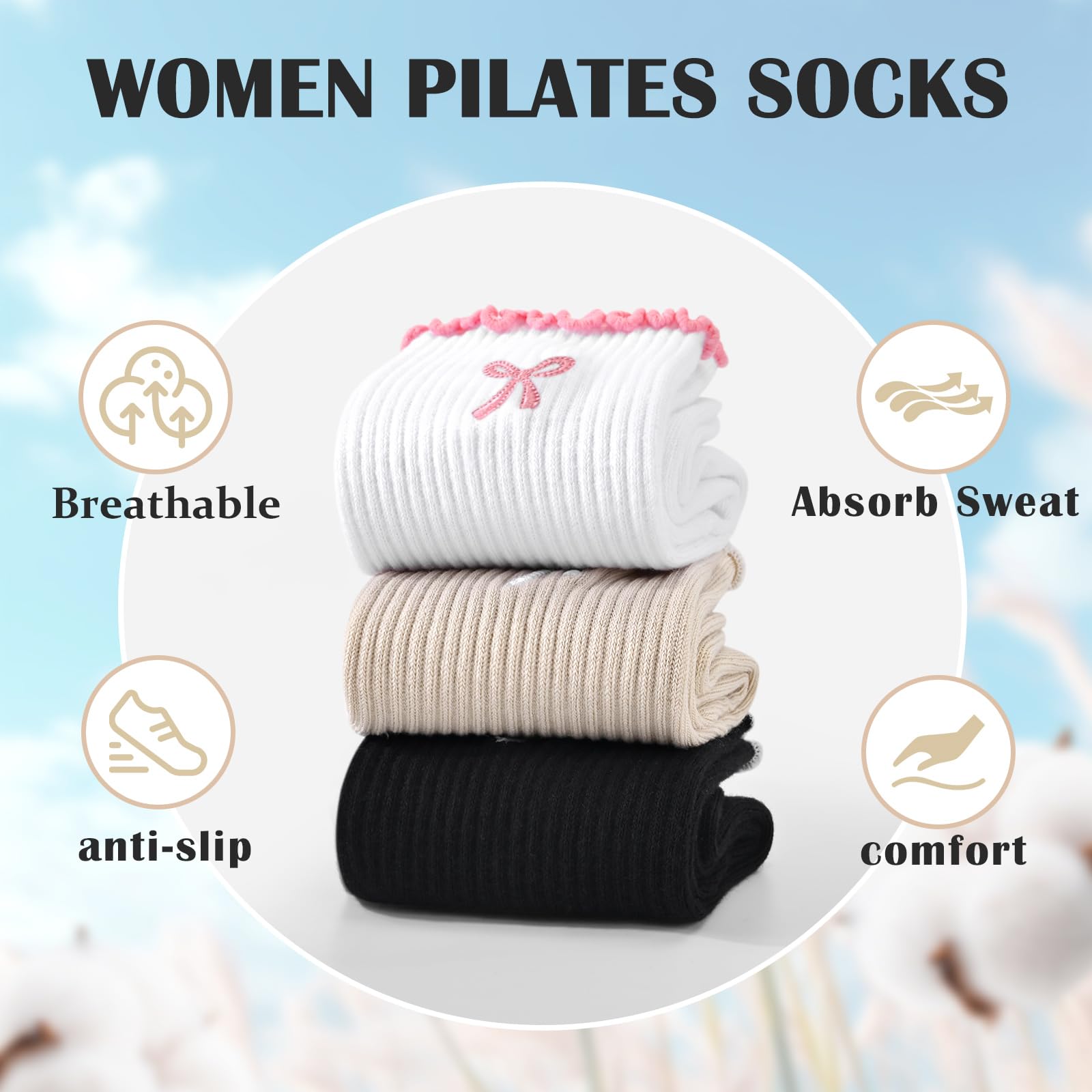 1 Pair of Anti-Slip Grip Pilat - Medias Para Pilates Y Yoga 评论和价格